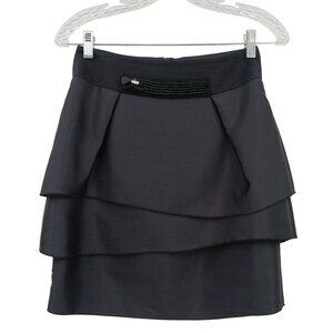 Hanii Y Black Mini Skirt Size 38 Wool Silk Blend Made In Korea